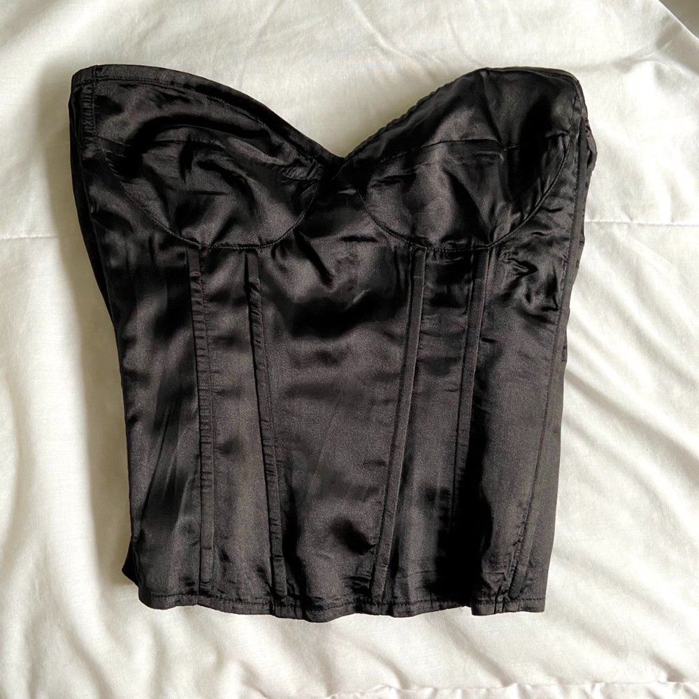 Black Satin Bustier corset top
